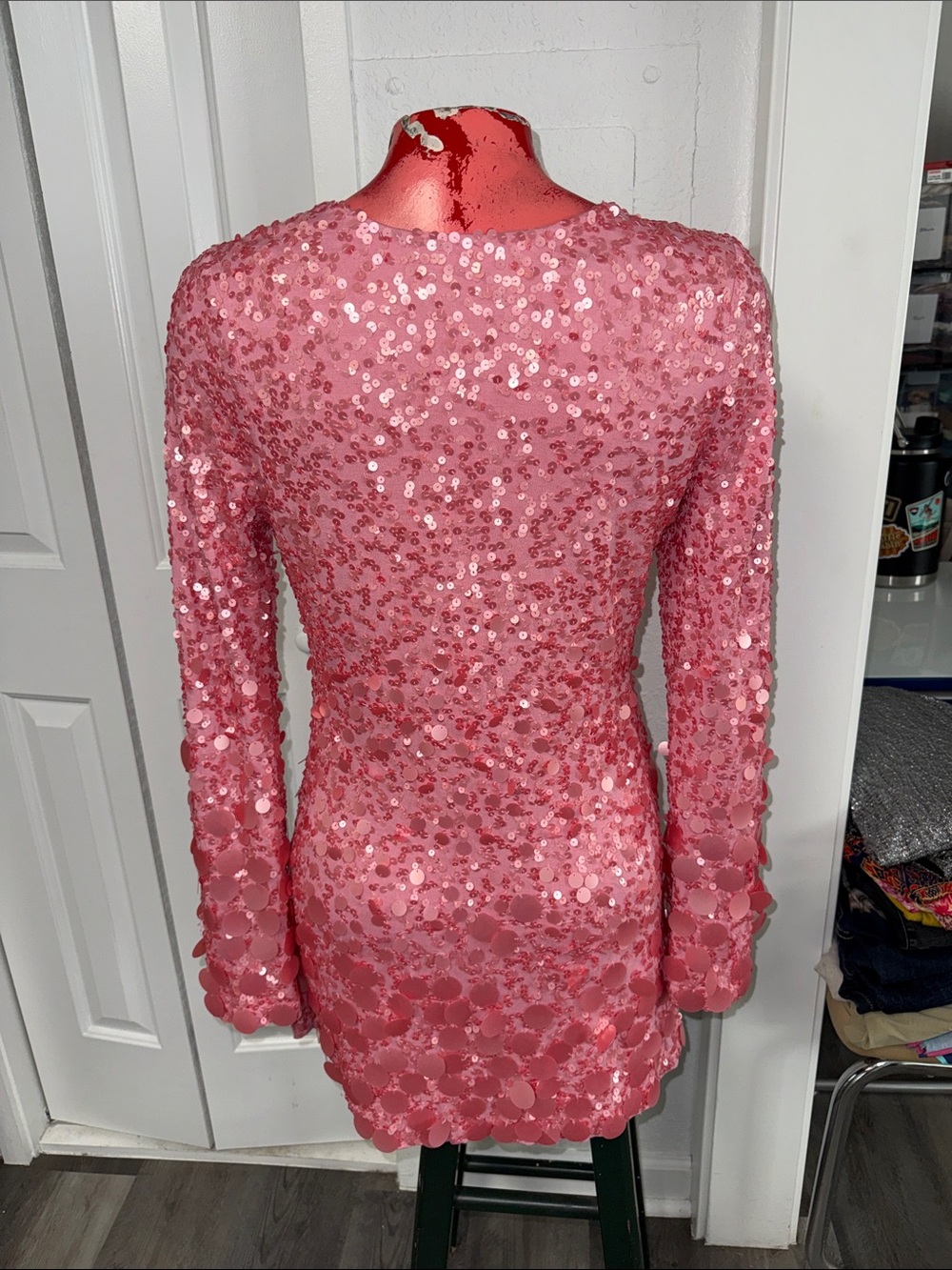 RARE LoveShackFancy Lightning bell-sleeve sequined mini dress - Picture 9 of 10